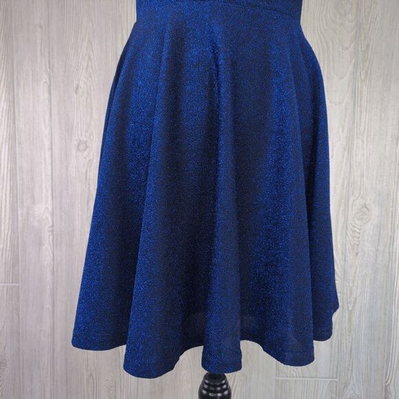 Brand New Lulu's Women's Large Blue Metallic Best Date Ever Mini Dress Sleeveles - Picture 6 of 11